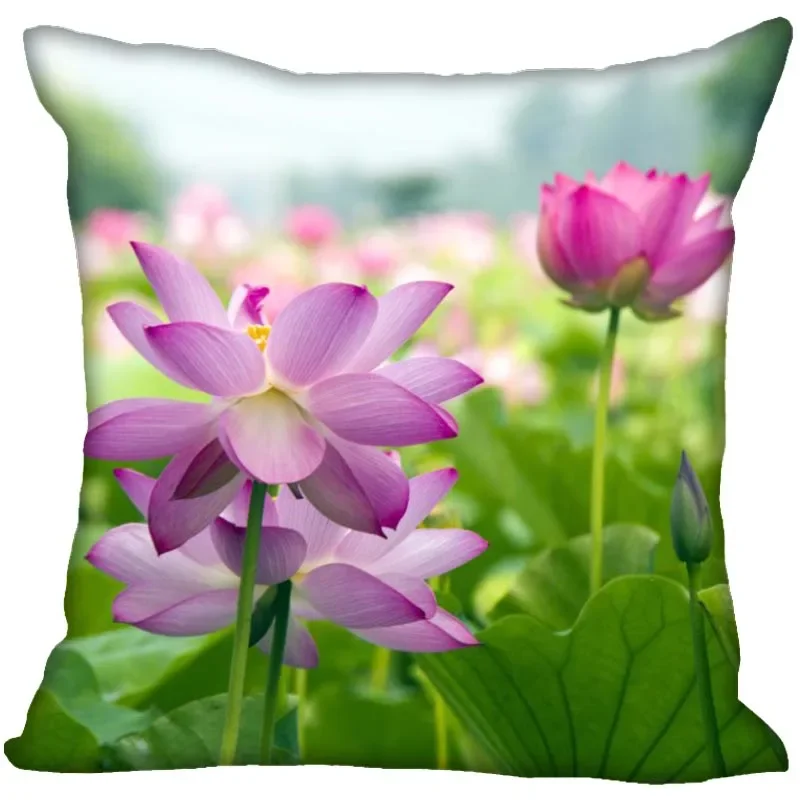 

Flower Lotus Painting Art Pillow Cover Bedroom Home Decorative Pillowcase Square Zipper Pillow Cases Fabric Eco-Friendly 0918