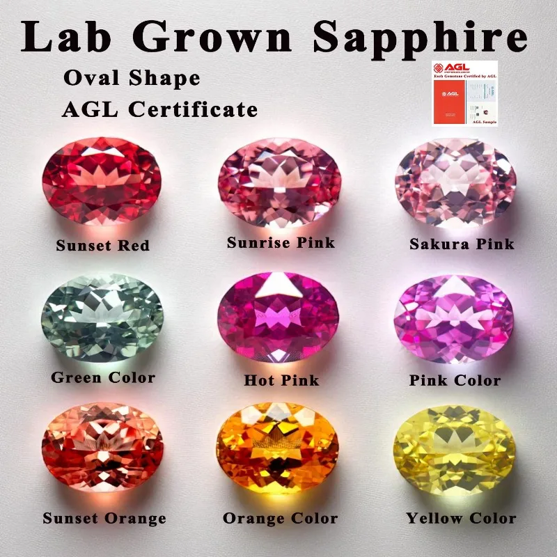 

Lab Grown Sapphire Oval Cut Orange Color Loose Stone for DIY Jewelry Making Rings Necklaces Selectable AGL Certificate