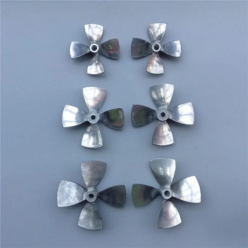 4-Blade Metal Propeller, 4mm Shaft 44/55/60mm Dia High Thrust for Bait RC Boat
