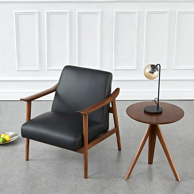 YFY  Solid Wood Single-Seat Sofa Chair Simple Backrest Lazy Bone Chair Ash Leisure Chair