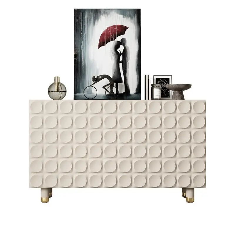 

French cream style dining side household light luxury solid wood storage cabinet modern simple high-end entrance cabinet