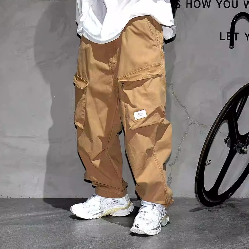 Pantalon Cargo Baggy pour hommes, Streetwear japonais de haute qualité, grande taille, sarouel Hip Hop, Harajuku, pantalon décontracté à jambes droites