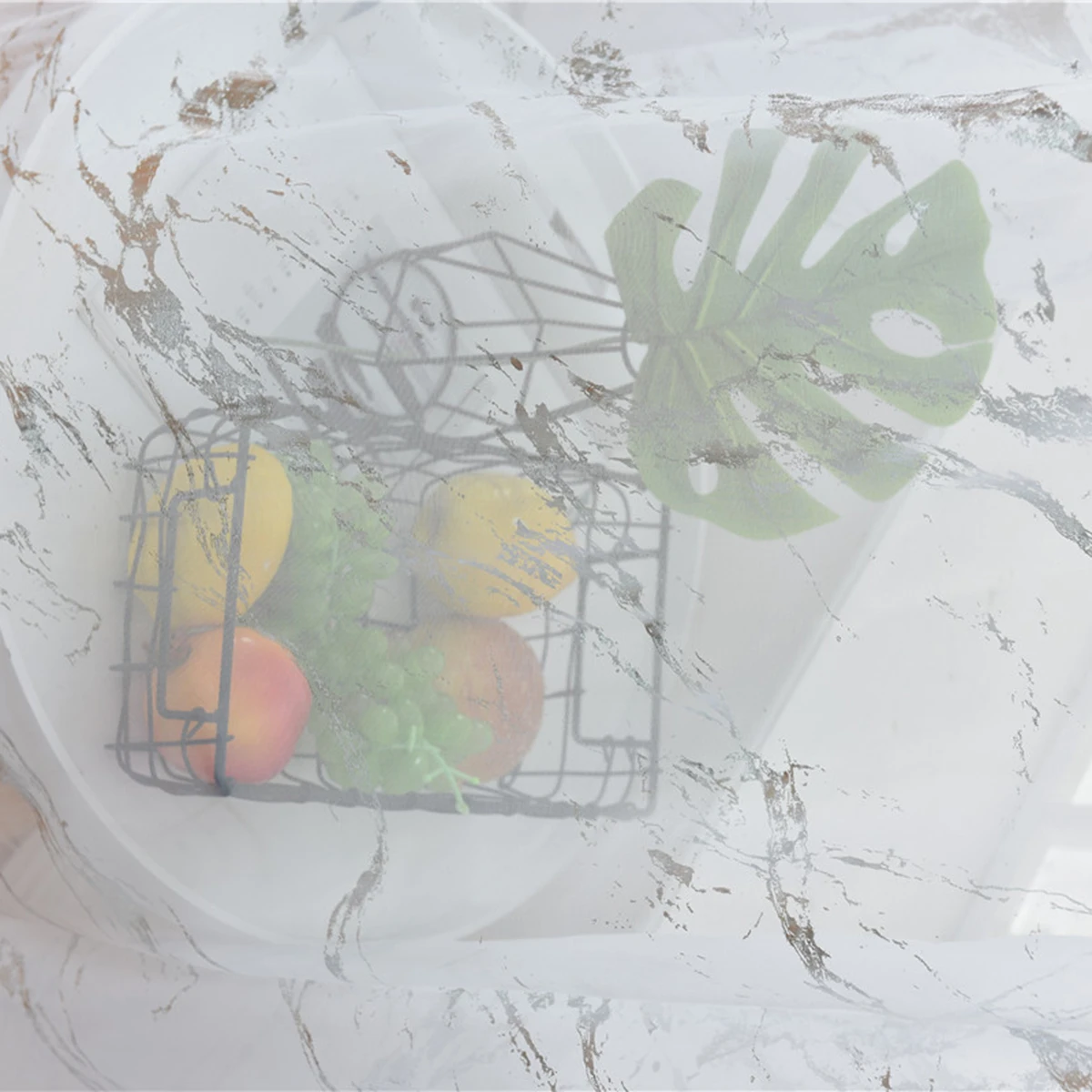 

1Pcs Marble Texture Bronzing Sheer Curtain Silver 100x200cm Rod Shading Voile for Living Room Decorative Window Screening Half