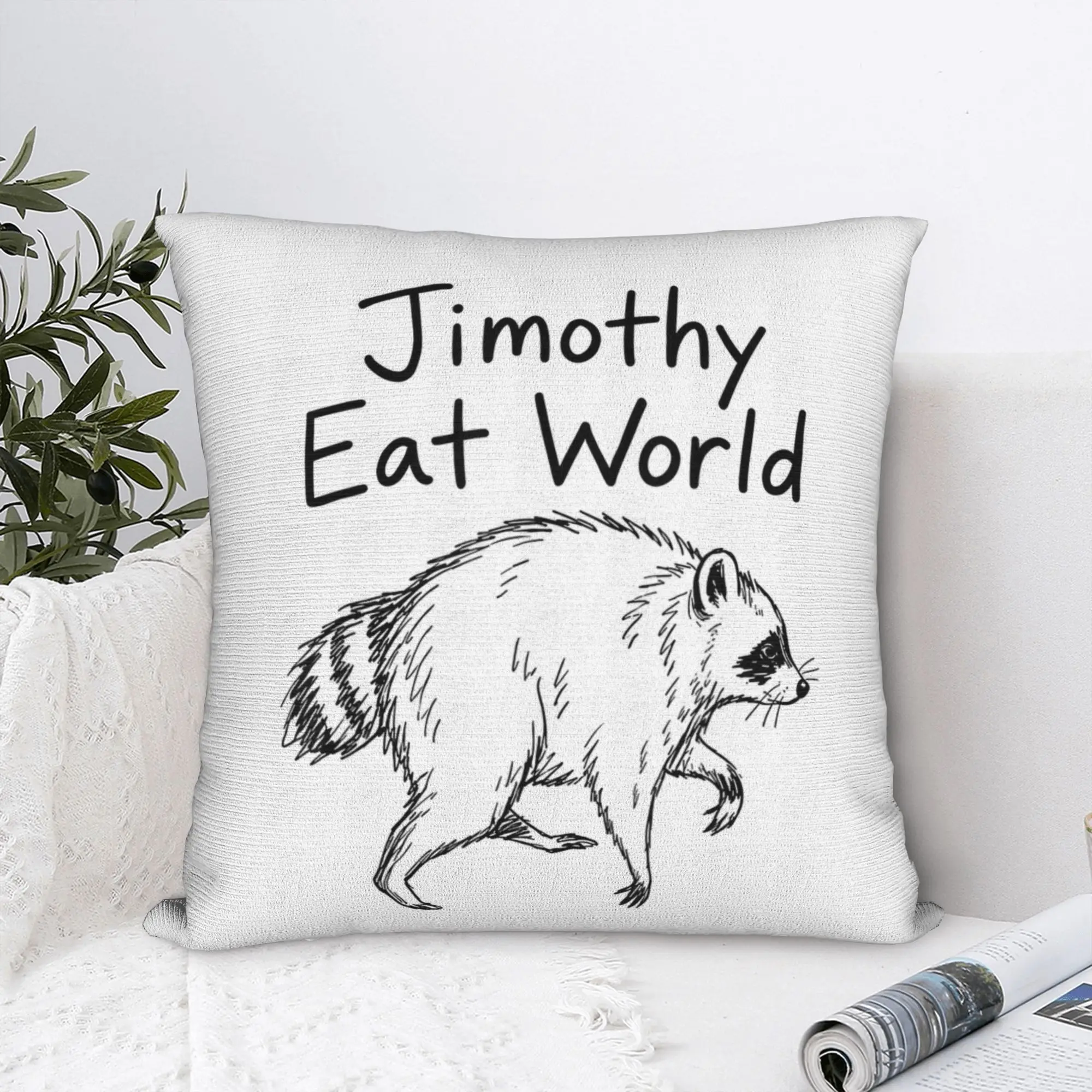 Jimothy Eat World Funny Viral Raccoon Seattle Trash Panda Square Pillow Case Polyester Throw Pillow  Custom Cushion Covers