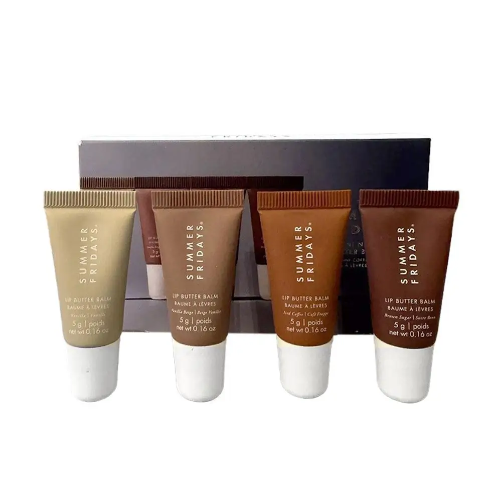 4 pz/set Summer Fridays Vaniglia Beige Balsamo per le labbra Polipeptide Burro Liquido Idratante Idratante Lip Gloss Cosmetico Cura delle labbra