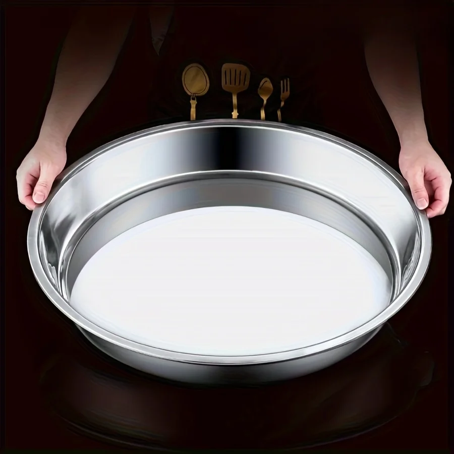 2-pak blaszek do pieczenia ze stali nierdzewnej - okrągła, żaroodporna forma do pieczenia pizzy do użytku domowego i komercyjnego Łatwa do czyszczenia Idealna do