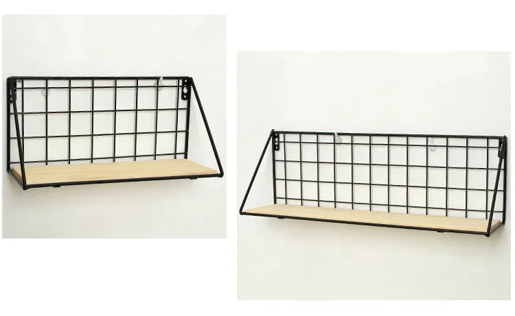 رف جدار حديدي خشبي رف تخزين مثبت على الحائط لغرفة النوم والمطبخ وديكور المنزل وغرفة الأطفال رف جداري ذاتي الصنع JL 209 #6