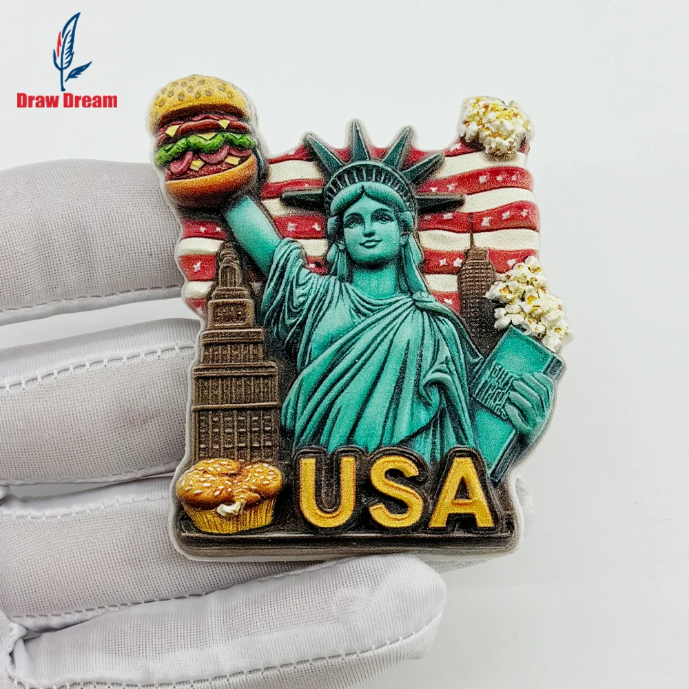 1PC American Statue of Liberty Taste Tour Creative 3D Sticker for Refrigerator, Travel Souvenir, Home Decoration, Elegant Gift