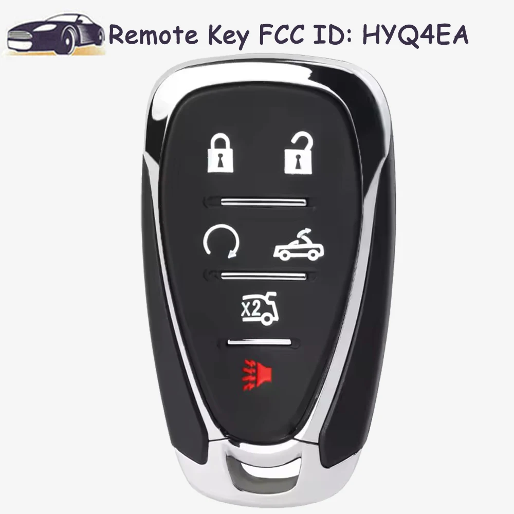 

6 Buttons Smart Remote Car Key Fob 433MHz ID46 Chip for Chevrolet Camaro 2016-2021 FCC ID: HYQ4EA P/N: 13508780, 13529653