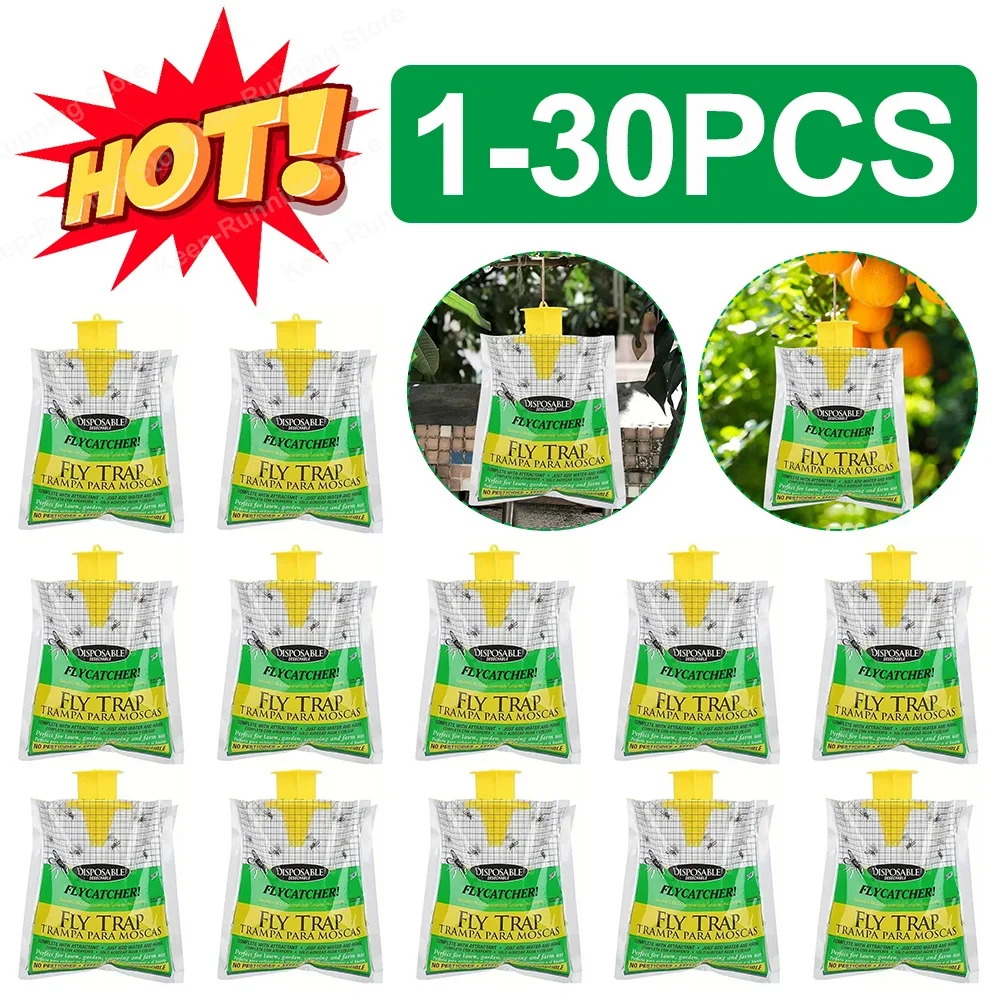 Trampa para Moscas Colgante de 1 a 30 Piezas, Bolsa Atrapa Moscas Desechable, Trampa para Mosquitos, Atrapa Insectos, Atrapa Mos