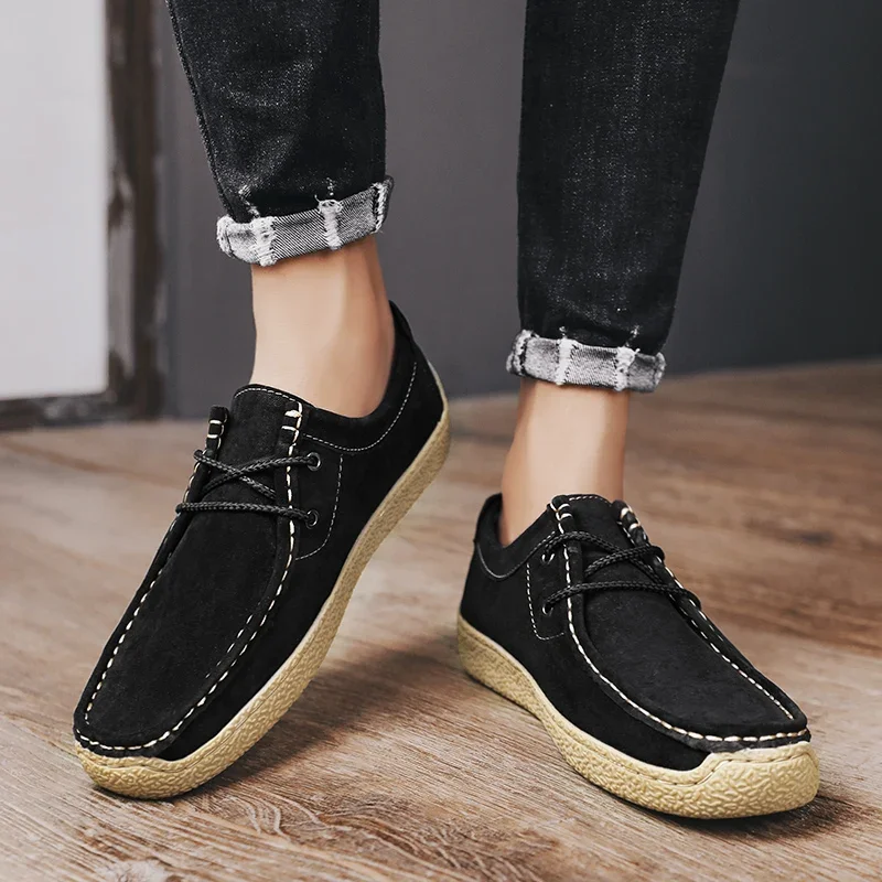 

Men's Casual Leather Pig Skin Breathable Snail Shoes 2023 New Male Comfortable Outdoor Walking Shoe Classic Loafers Men Sneakers