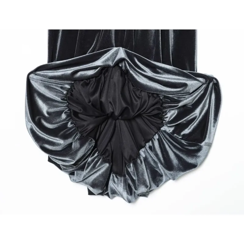 HipSeam-minivestido de terciopelo con dobladillo de burbuja para mujer, vestido Sexy con espalda descubierta y cuello Halter, por debajo de la rodilla, para primavera y verano