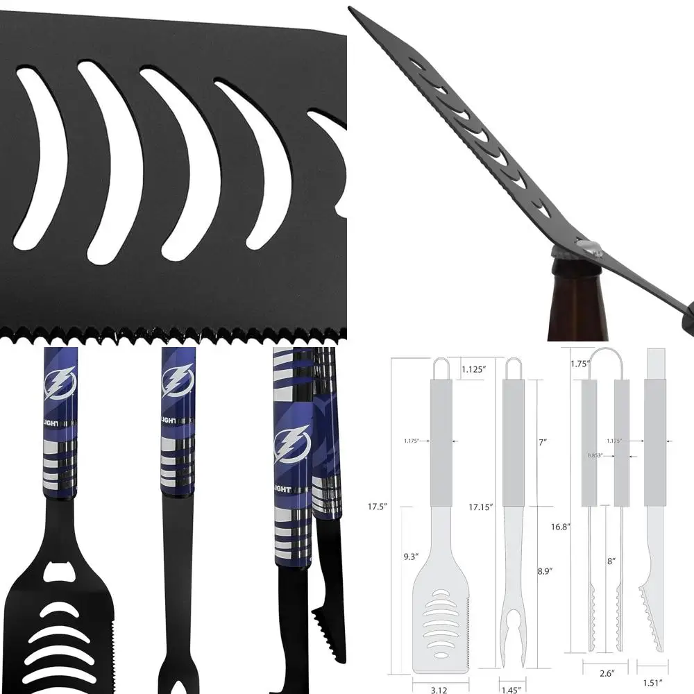

Tampa Bay Lightning 3-Piece Black Tailgate BBQ Set, Universal Size