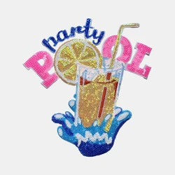 1 Piece 23*25 cm Sequins Pool Patch Fashion Shining Iron on Patch for Clothing DIY Decoration Accessories Back Adhesive