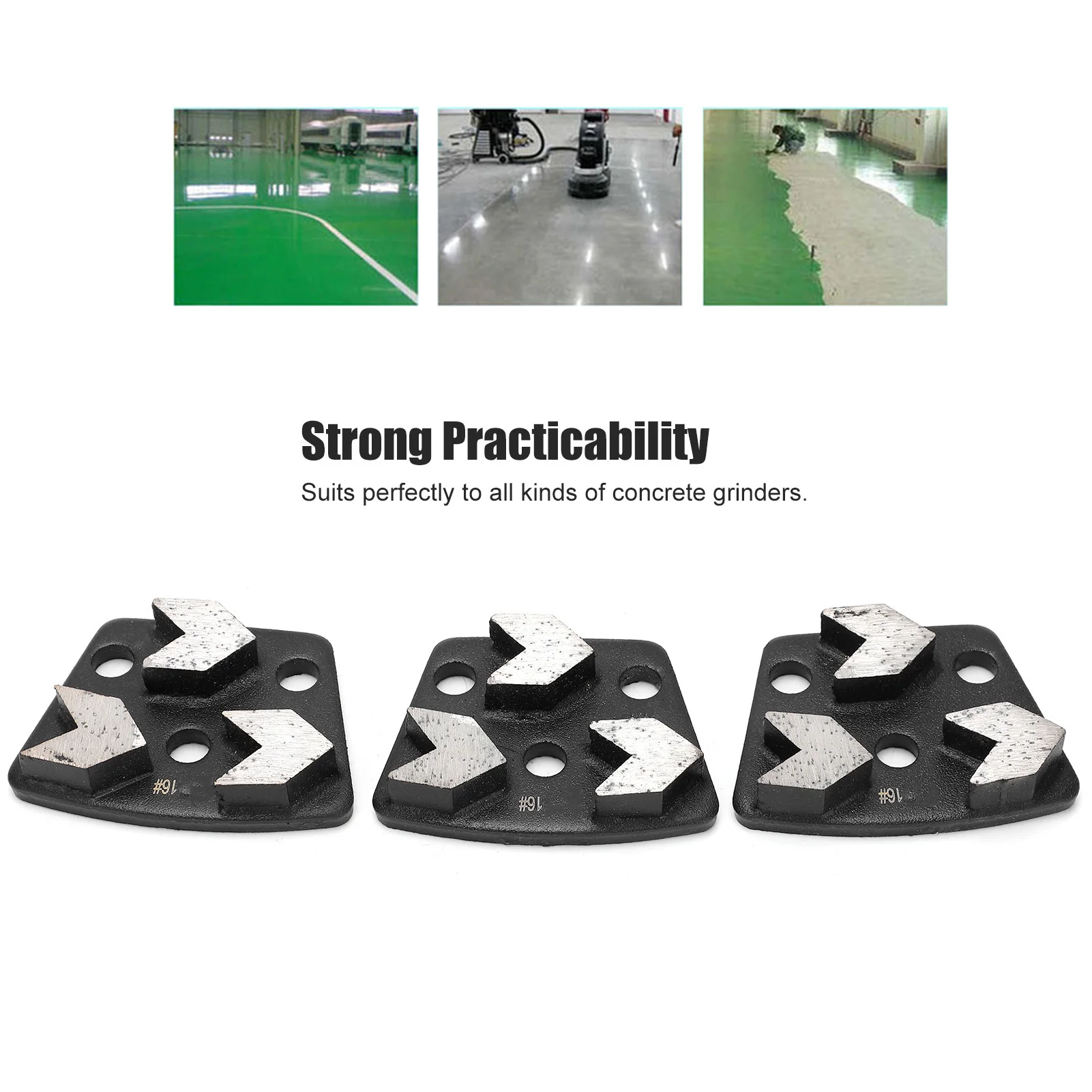 Trapezoid  Grinder Concrete Grinding Shoes Cutting Tool Disk Set 16# Black Trapezoid  Grinding Tool