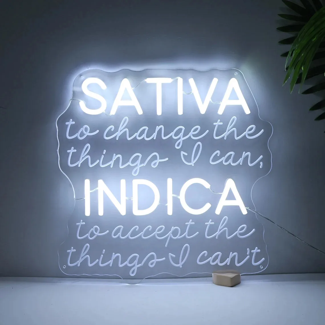 

Текстовая неоновая вывеска, Sativa To Change The Things I Can, Indica To Accept The Things, Светодиодный неоновый свет Marijuana CBD, Неоновый декор для комнаты