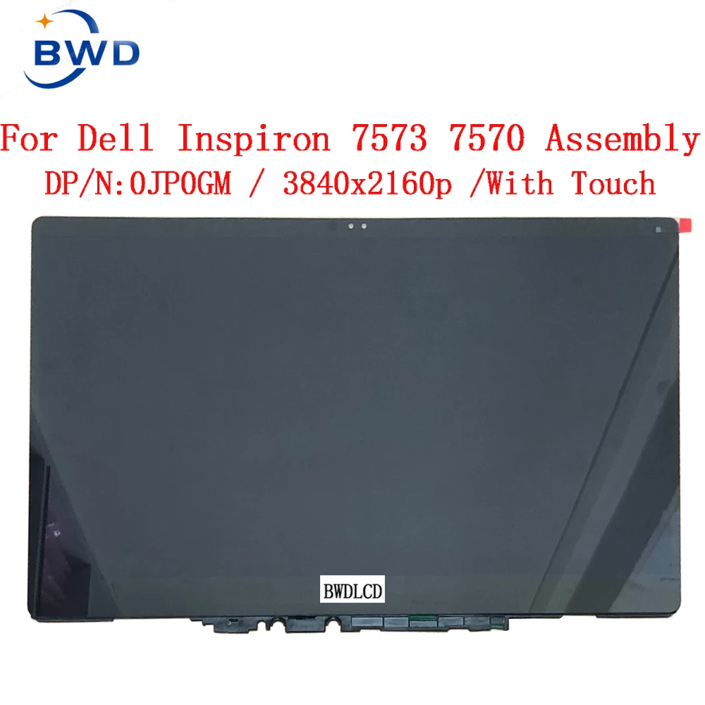 Imagem -02 - Lcd com Montagem Digitalizada Touchscreen para Dell Inspiron 157000 7573 7570 P70f Uhd 4k 3840*2160 Lq156d1jw37 0jp0gm 15.6