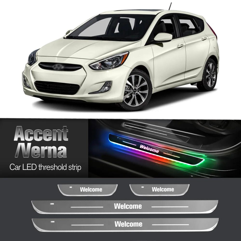 

Car Door Sill Light For Hyundai Accent Verna 2005-2023 2007 2010 Customized Logo LED Welcome Threshold Pedal Lamp Accessories