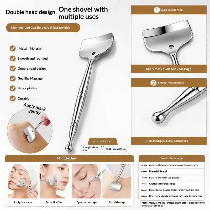 1PCS Double-headed Acupuncture Pen Facial Reflexology Tools Stainless Steel Trigger Point Massager Tool Deep Tissue Massage Tool