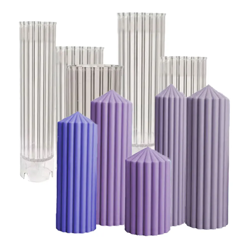 Acrylic Candle Mold DIY Stripe Scent Pillar Resin Plastic Tools Taper Roman Column Mould Candle Making Wedding Party Decor Gifts