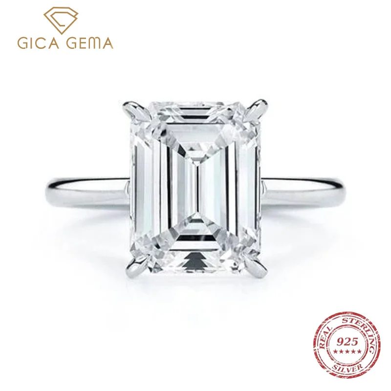 

GICA GEMA Vintage 100% 925 Sterling Silver Created Moissanite Gemstone Wedding Engagement White Gold Ring Fine Jewelry Wholesale