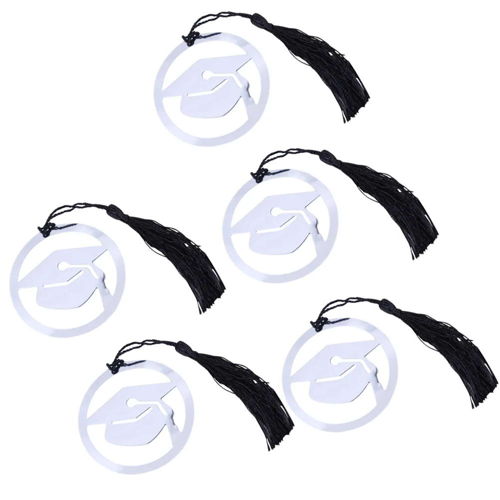 

6pcs Stainless Steel Doctoral Shaped Bookmark Tassel Graduation Gift For Students Teens Readers Page Marker Metal Bookmarks