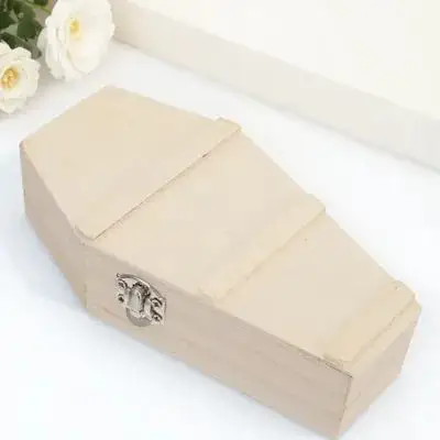 

1Pcs Halloween Coffin Box Wooden Candy Storage Container for Presents Trinkets Watches Pendant Party Favors Home Decoration