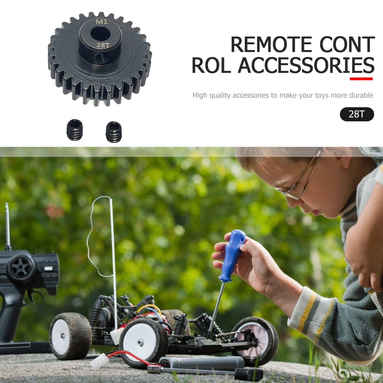 M1 5mm Metal Pinion with M3 Screws 23t-34t Metal Gear Carbon Steel Rc Car Motor Gears Replacement Parts for 1/8 Rc Buggy Truck