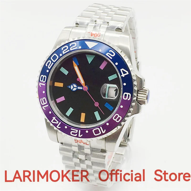 

LARIMOKER 24 Jewel NH35A PT5000 40 mm mechanical man watches sapphire glass stainless steel bracelet with luminous dial drawing