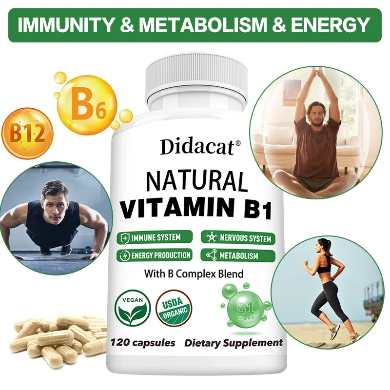 Didacat Vitamin B1, Helps The Immune System, Nervous System, Energy Support Dietary Supplement