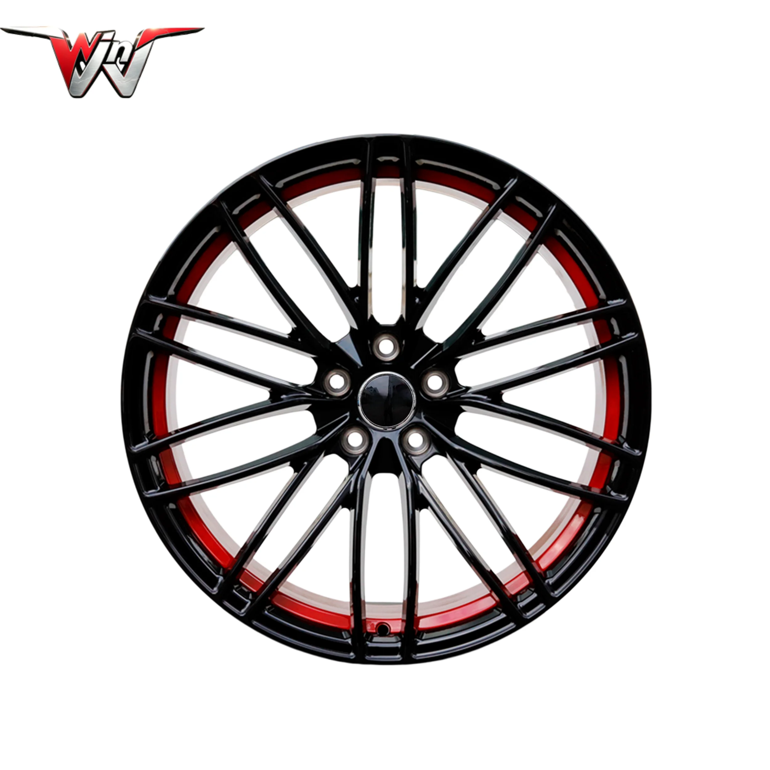 Custom Forged Aluminum Alloy Wheels 5x112 ET28 Smooth Black With Red Accents Modified Auto Rim