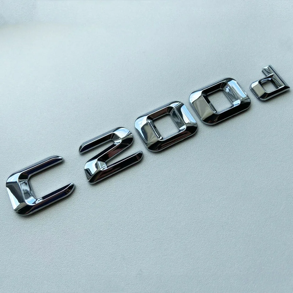 Car Rear Chrome 3D Emblem Lettering Sticker Silver For Mercedes Benz C200d