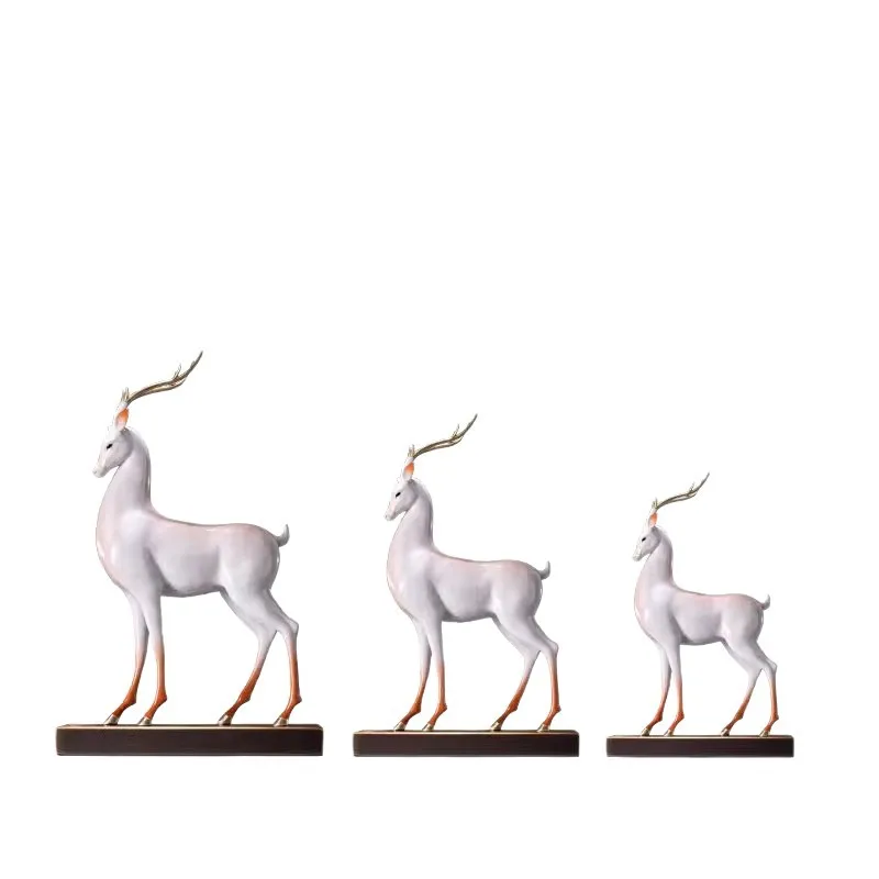 Copper Fortune and Prosperity Auspicious Copper Deer Ornament, New Chinese Home Living Room Craft