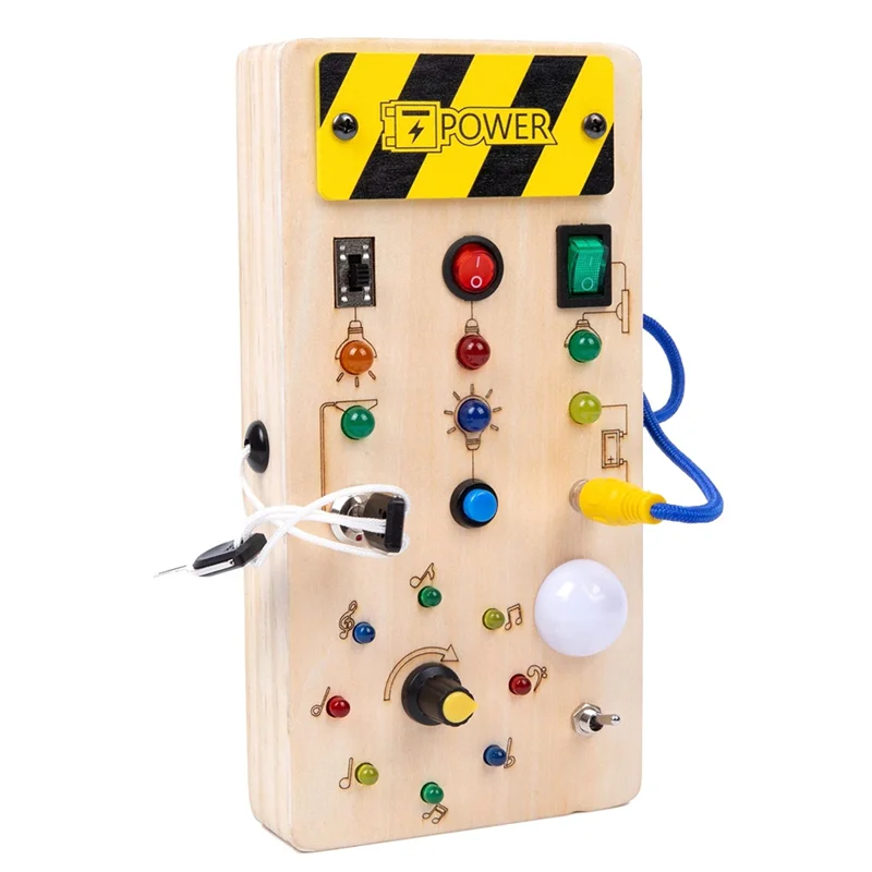 Wooden Busy Board Toys ,Toddler Busy Board Toys with Light Switch Toy for Activity,Christmas & Birthday Gift