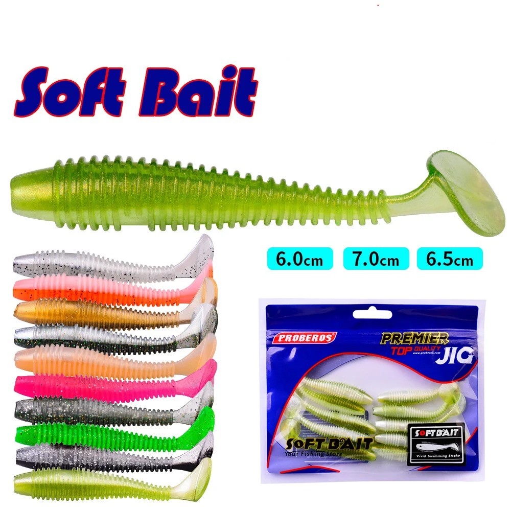 Sea Yolo ,10Pcs/Pack,1.8g/3g/3.2g, Colorful T-Tail Two Color Spiral Pattern Soft Fishing Bait Artificial Bait For Mandarin Fish