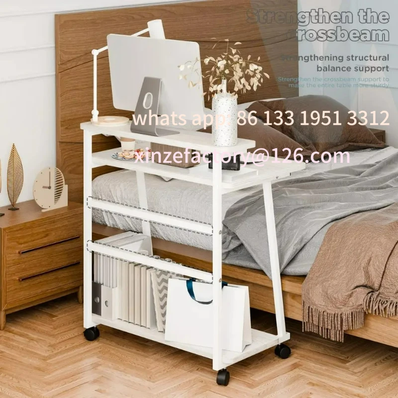 

Customizable 80x50cm Small Rolling Computer Desk 3-Tiers Work Office with Monitor Stand Computer Table