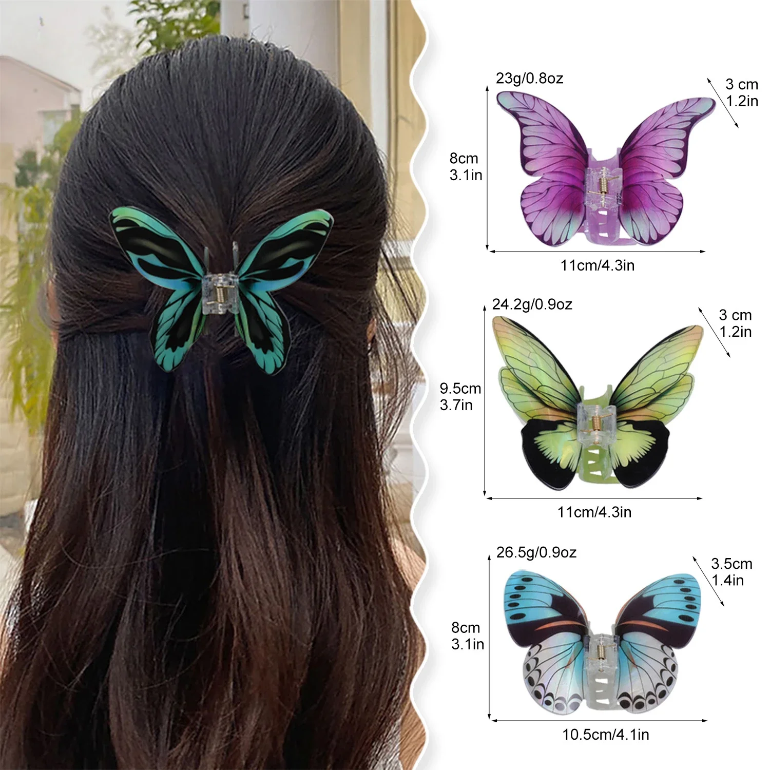 Acrylic Butterfly Hair Claw Clip Korean Temperament Simple Hair Grab Clip Girls Ins Shark Clip Women Hair Styling Accessories