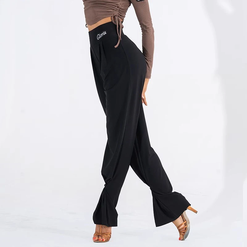 Pantalon de danse latine taille haute, serré à la cheville, Design, pantalon de valse pour femmes, vêtements de danse de salle de bal, tenues de Costume