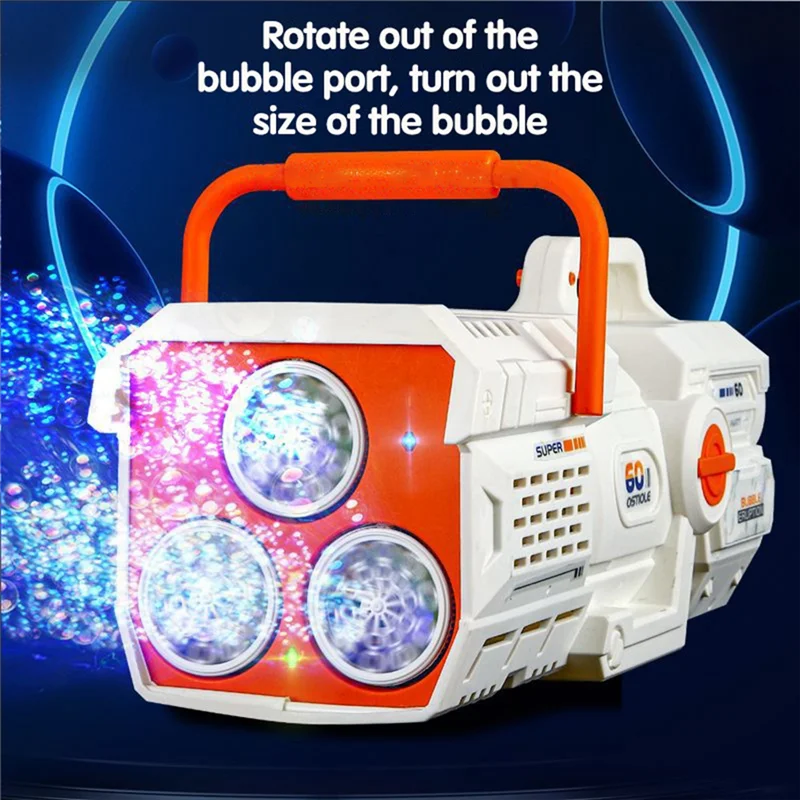 ODIES-LED Light Electric Full Automatic Bubble Machine 60 Holes Soap For Kids Outdoor Party Child Gift
