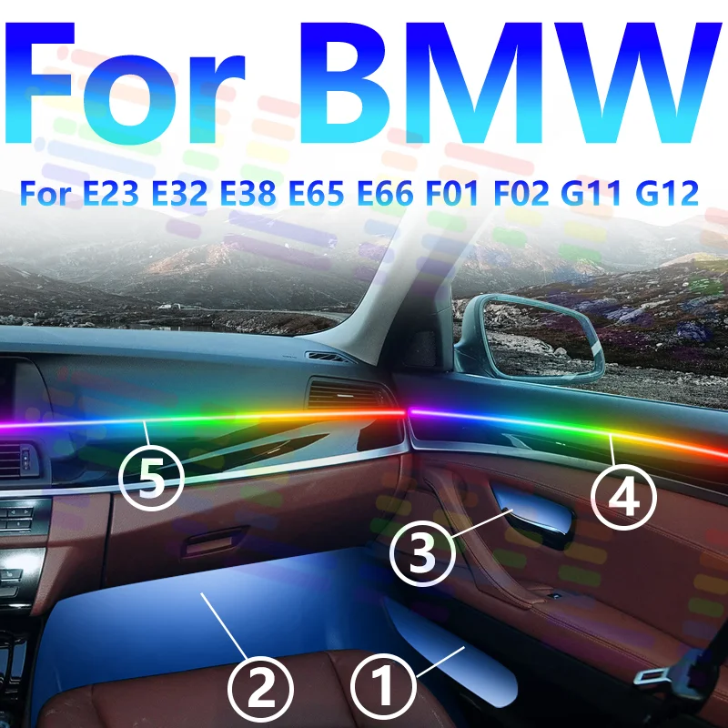 

For BMW E23 E32 E38 E65 E66 F01 F02 G11 G12 Decoration Atmosphere Lamp RGB Symphony Car Ambient Light Acrylic Interior LED Strip