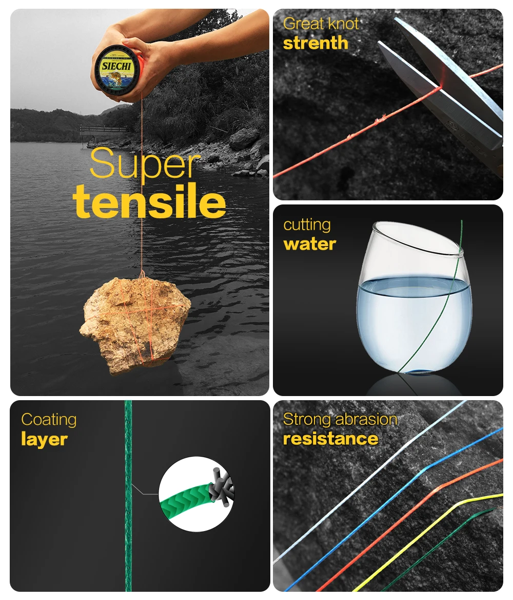 SIECHI 12 Stränge geflochtene PE-Angelschnur Multifilament X12 300 m 500 m 1000 m Karpfen japanischer Draht Fliege Meer Salzwasser gegossen Pesca – Detail 4