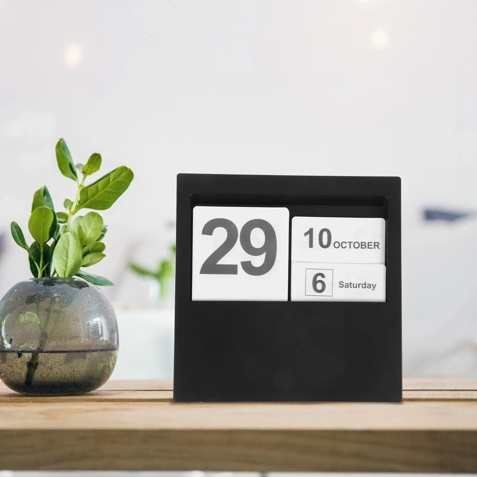 Wooden Block Desk Calendar – Perpetual Desktop Calendar for Home Office Decoration
