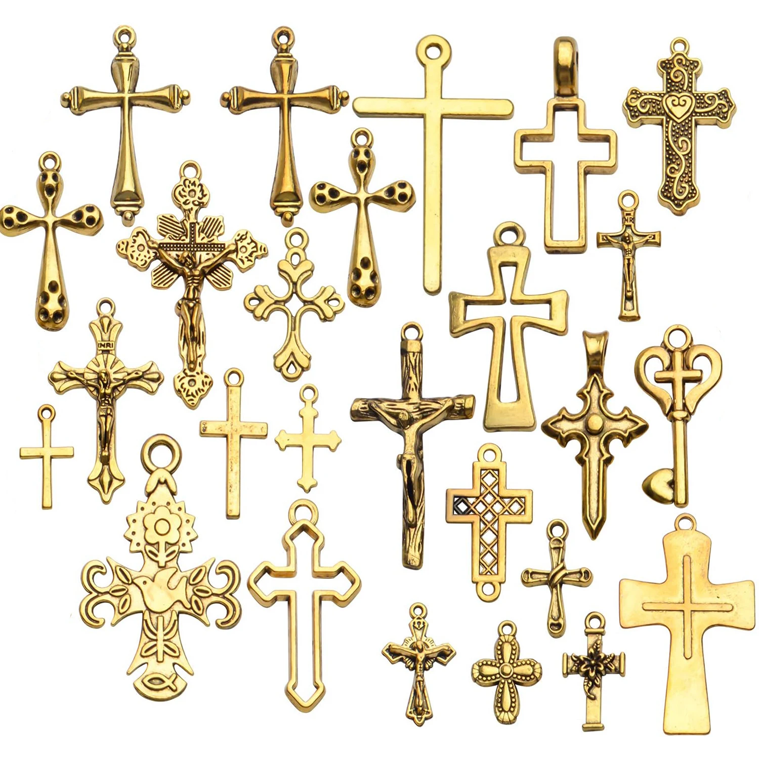 

25 Pieces Mixed Crosses Charms Pendants Jewelry Findings for Making Bracelet and Necklace