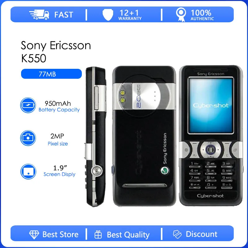 Sony Ericsson-recondicionado Desbloqueado K550 Gsm 850 900 1800 1900 19 Polegadas mp