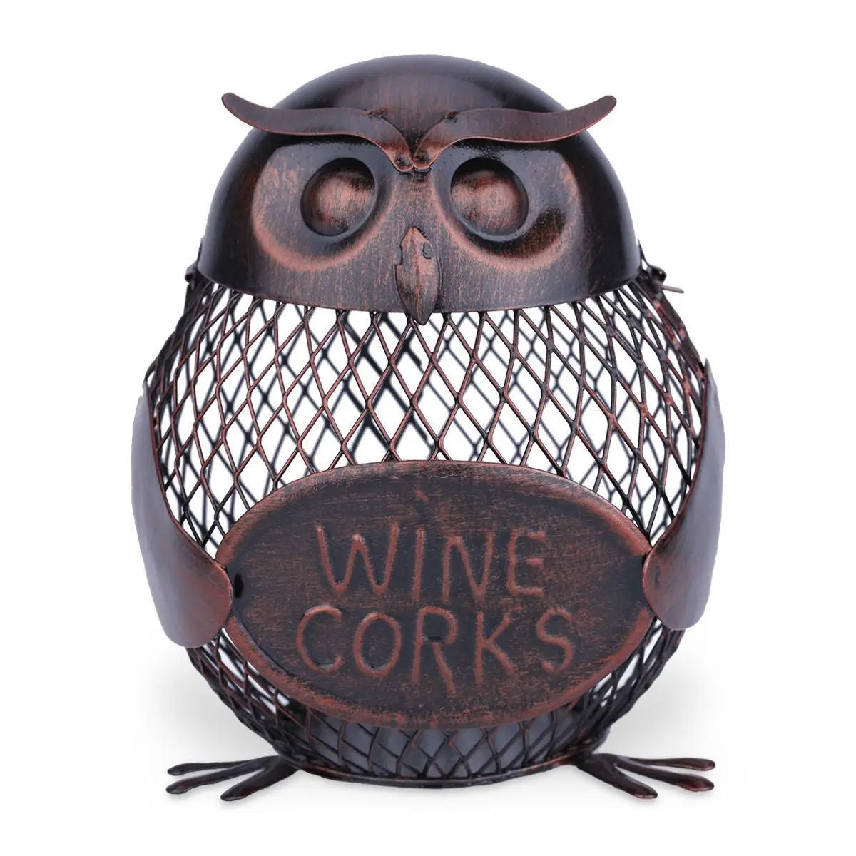 

Owl-shaped Metal Sculpture Mesh Wine Bottle Holder Bottle Cork Container Iron Art Practical Decoration Creative Craft