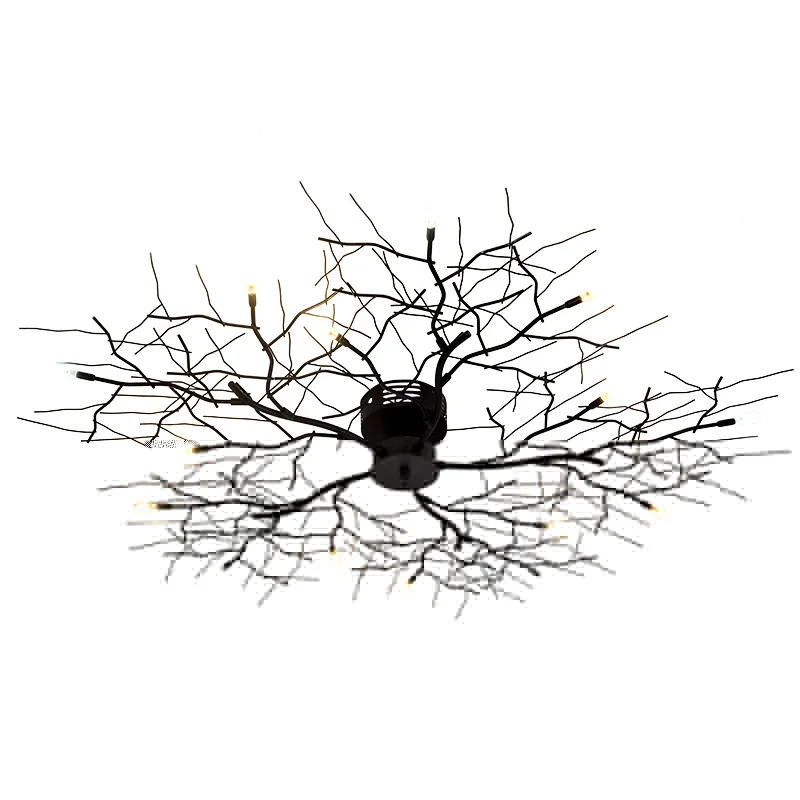 Nordic Creative Black Painted Iron BrancWitLED Warm / Cold White Ceiling Light Atmosphere For Living Room