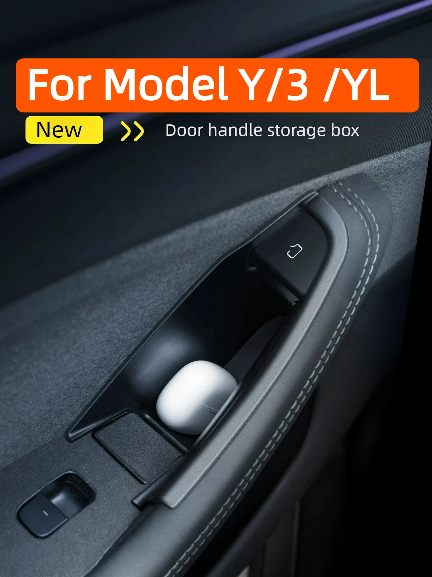 4Pcs for Model Y Juniper / New Model Y 2025-2026 Expand Car Space Handle Storage Box in The Door Door Handle Storage Box