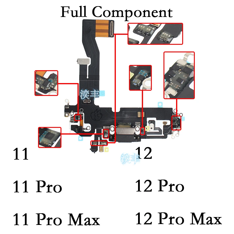 USB Port Charger Dock Connector Mic Cable for IPhone 11P 11PM 12P 12PM 11 12 Pro Max Dock Charging Board Flex Module