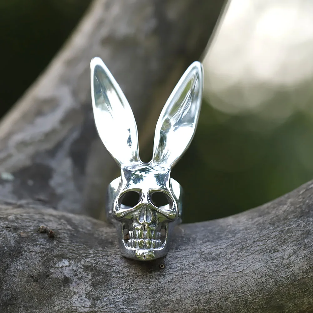 EW Men\'s 316L stainless steel rings unique Halloween Gothic Funny Skull Rabbit ring Punk Jewelry Gifts free shipping