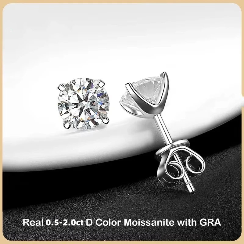

Luxury 0.5-2CT D Color Moissanite Screw Earrings For Women Party Fine Jewelry 4 Prong S925 Sterling Silver Diamond Earring